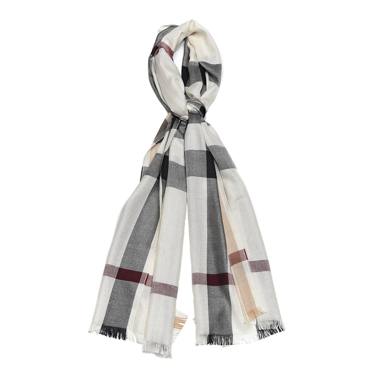 Cashmere Silk House Check Scarf Ivory