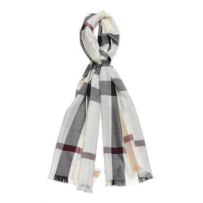 Burberry Cashmere Silk House Check Scarf Ivory 2 of 6