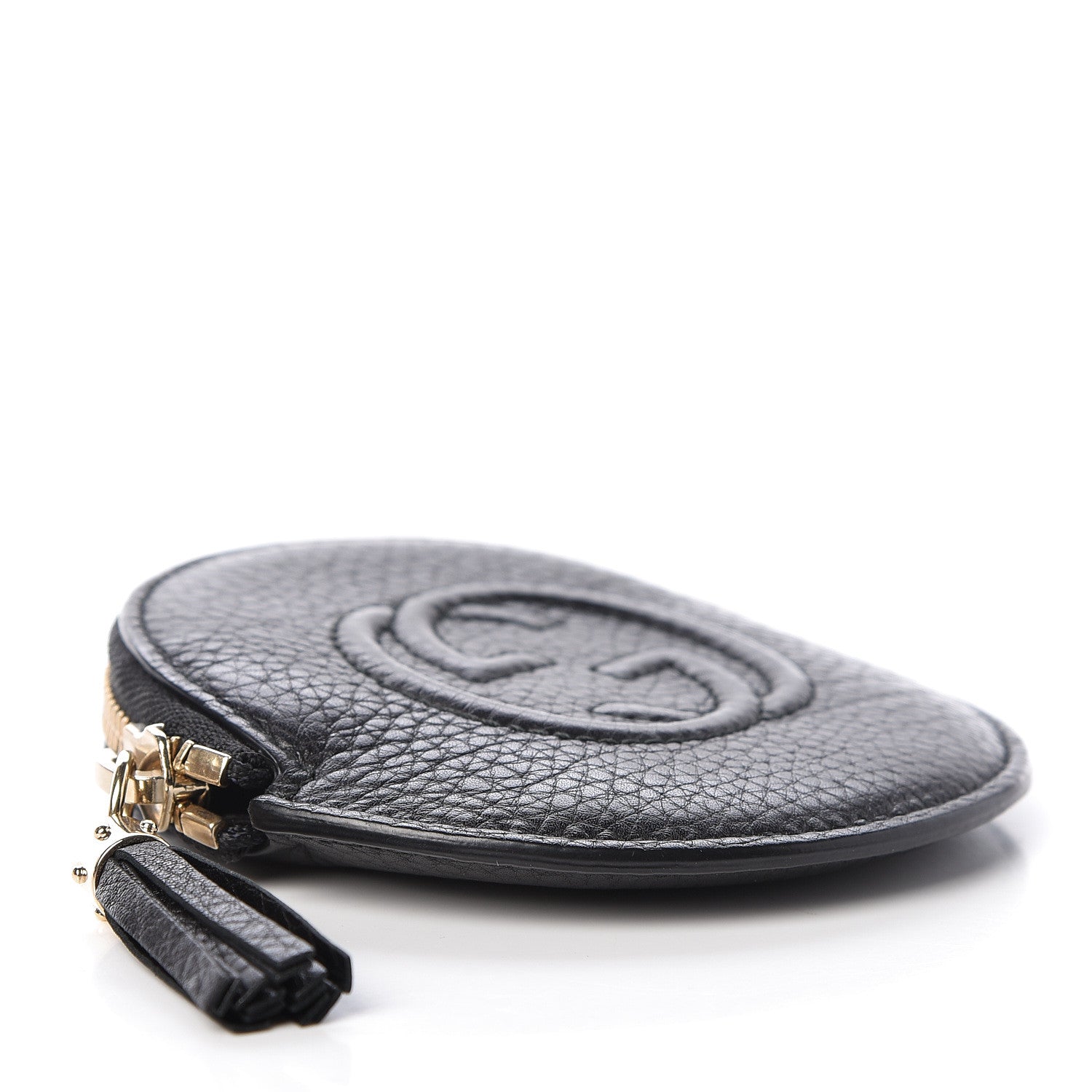 Gucci Pebbled Calfskin Round Coin Purse Black 4 of 7