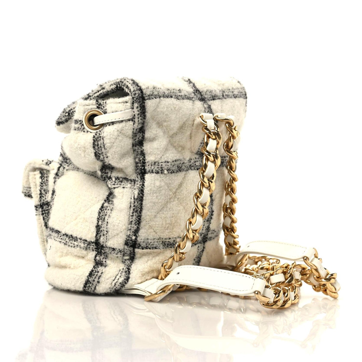 Chanel Wool Tweed Elegant Backpack Ecru Black 2 of 10