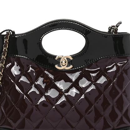 Chanel Patent Calfskin Quilted Mini 31 Shopping Bag Burgundy Black 8 of 11