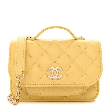 Chanel Caviar Quilted Business Affinity Clutch With Chain Flap Yellow 1 of 11