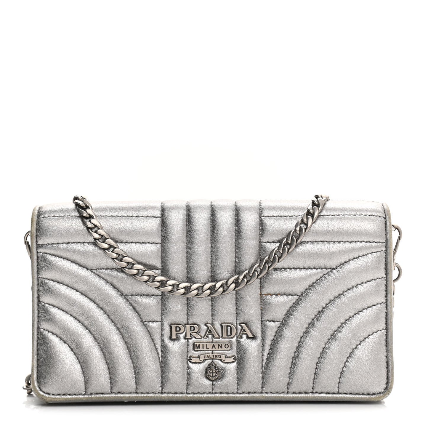 Metallic Nappa Impunture Diagramme Chain Wallet Cromo
