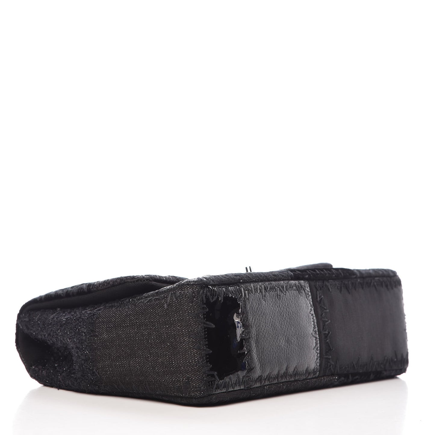 Tweed Patchwork Jumbo Single Flap Black