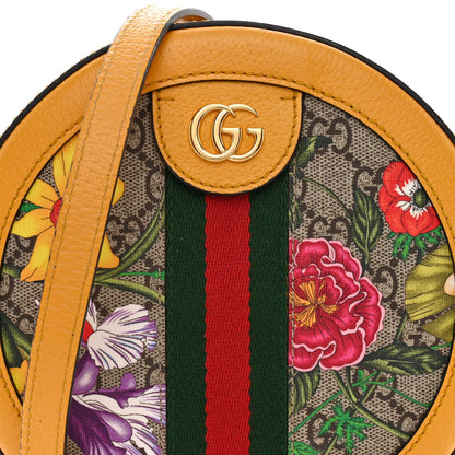 Gucci GG Supreme Monogram Flora Web Mini Ophidia Round Shoulder Bag Beige Multicolor Crop 8 of 11