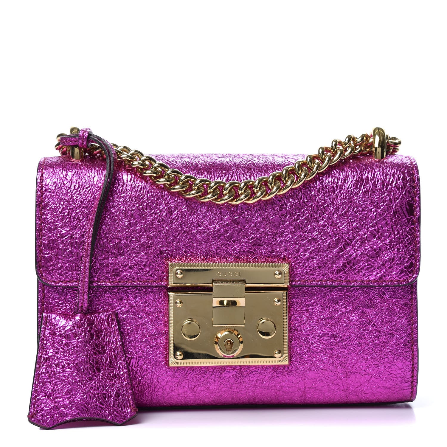 Gucci Galassia Small Padlock Shoulder Bag Fuxia 1 of 10