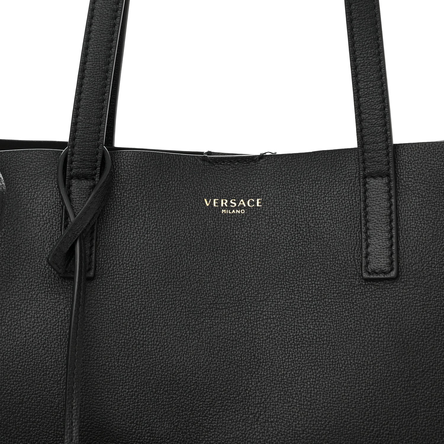Versace Calfskin Virtus Tote Black 7 of 13