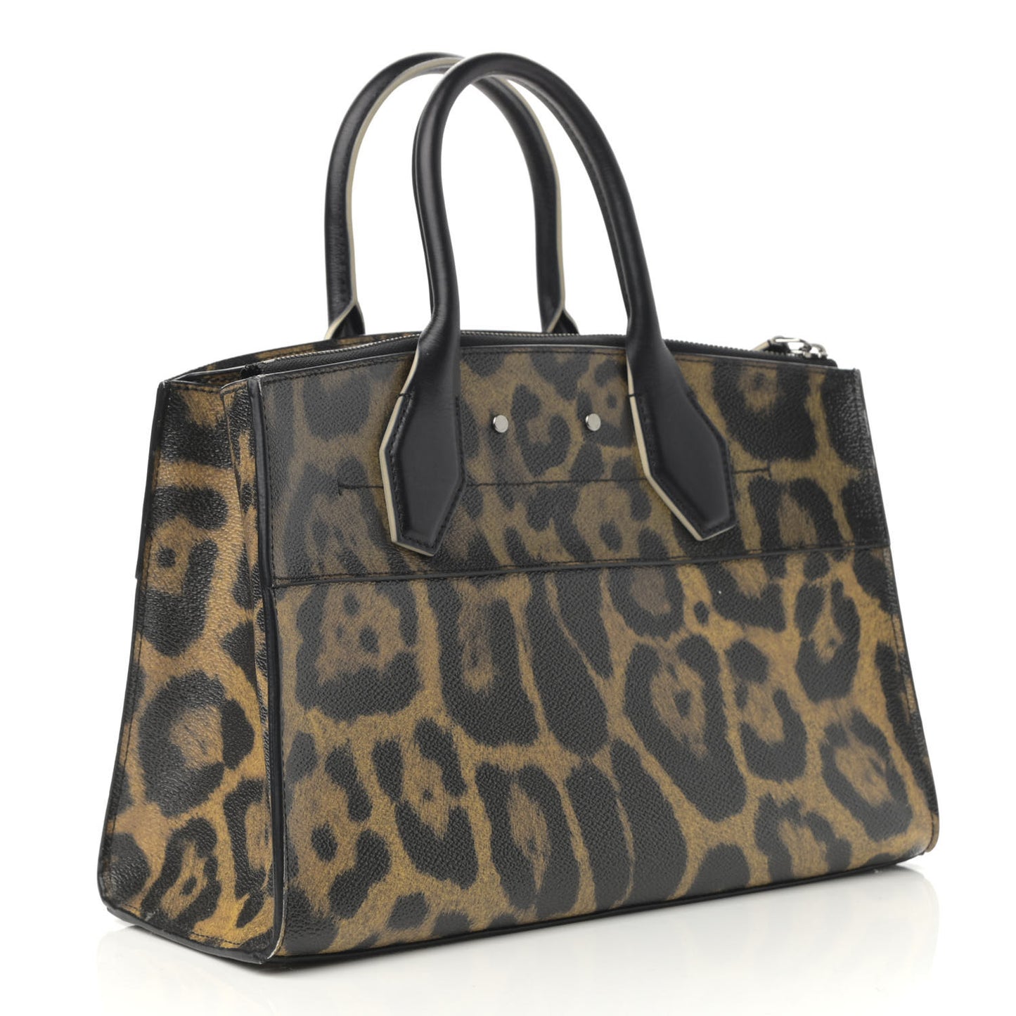 Canvas Calfskin Wild Animal Print City Steamer EW Marron