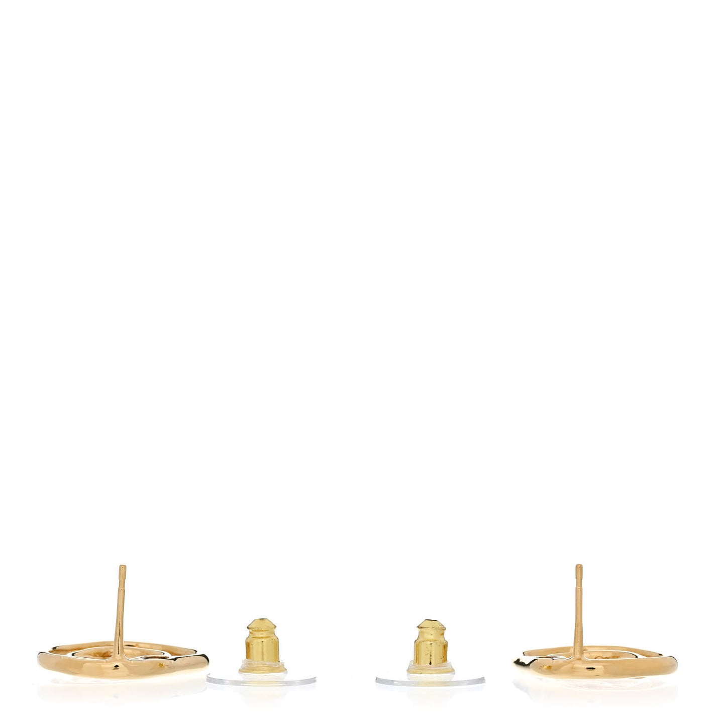 Metal CC Swirl Earrings Gold