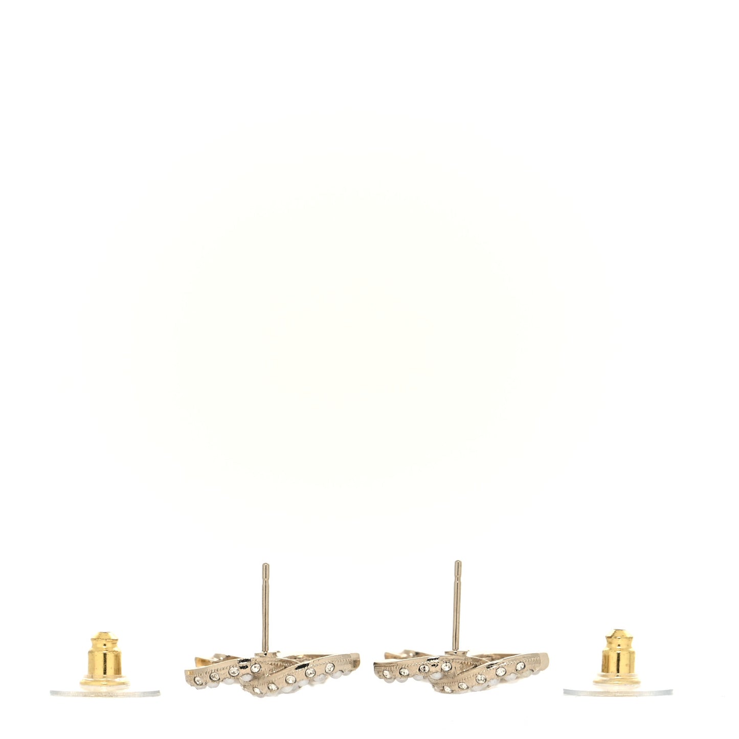 Pearl Baguette Crystal CC Drop Earrings Gold