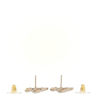 Chanel Pearl Baguette Crystal CC Drop Earrings Gold 3 of 5