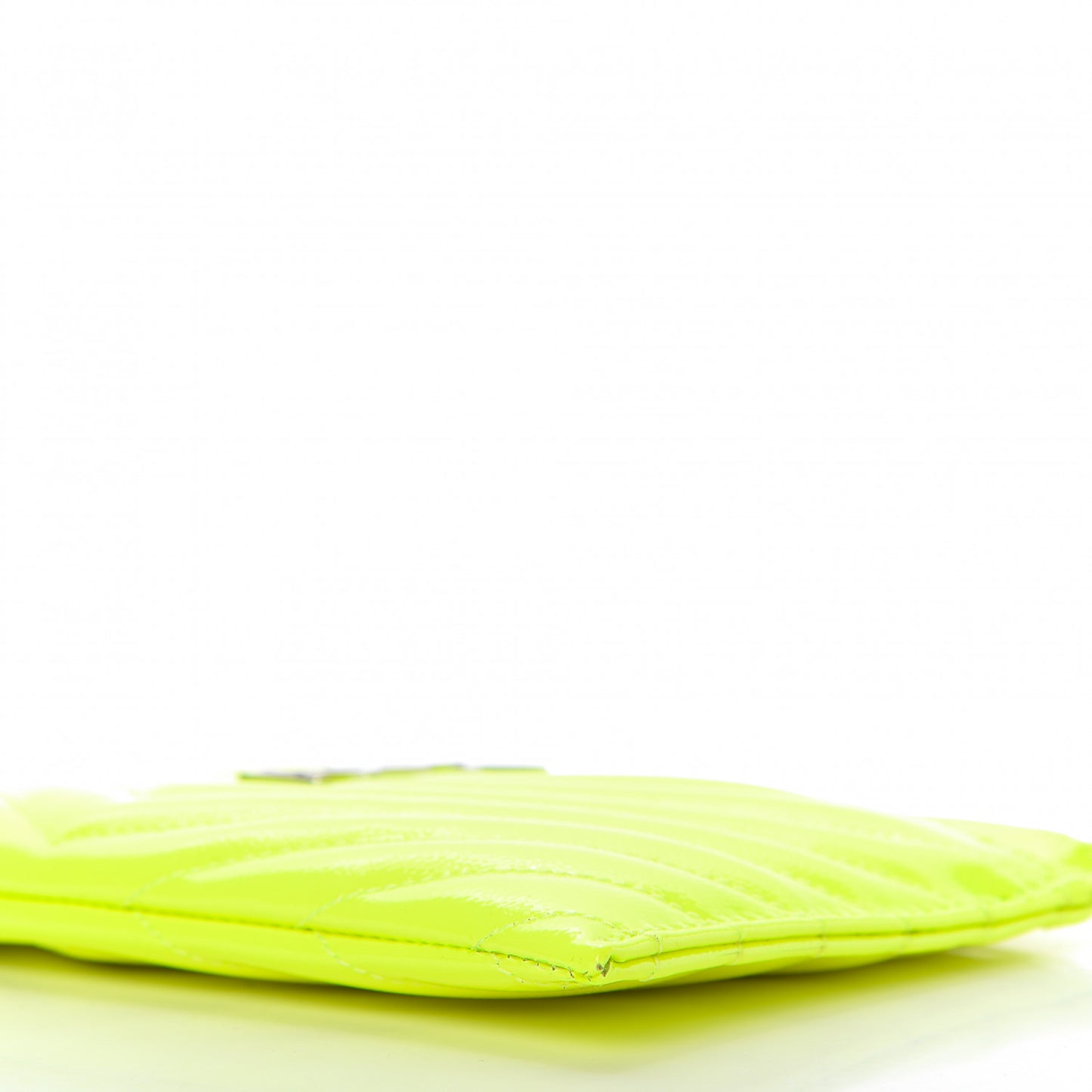 Patent Grain De Poudre Matelasse Chevron Monogram Bill Pouch Neon Yellow