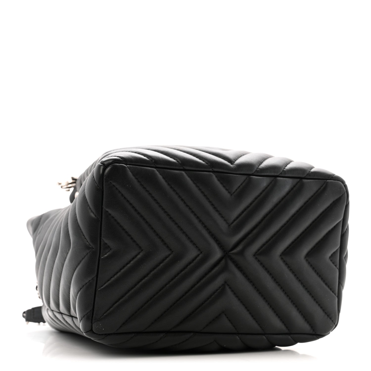 Chanel Lambskin Chevron Small Urban Spirit Drawstring Bag Black 4 of 12