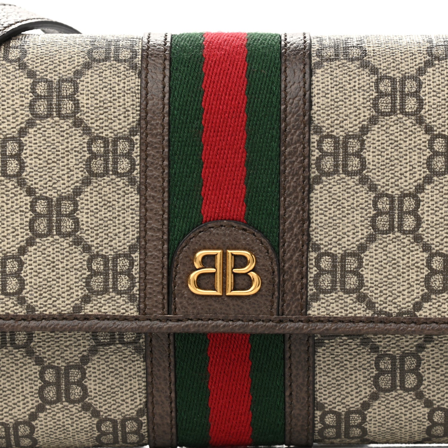 Gucci X BALENCIAGA BB Supreme Monogram Web Ophidia Crossbody Wallet Beige New Acero 9 of 12
