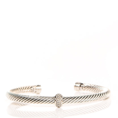 David Yurman Sterling Silver Diamond 5mm Cable Classics Single Station Bracelet 1 of 5