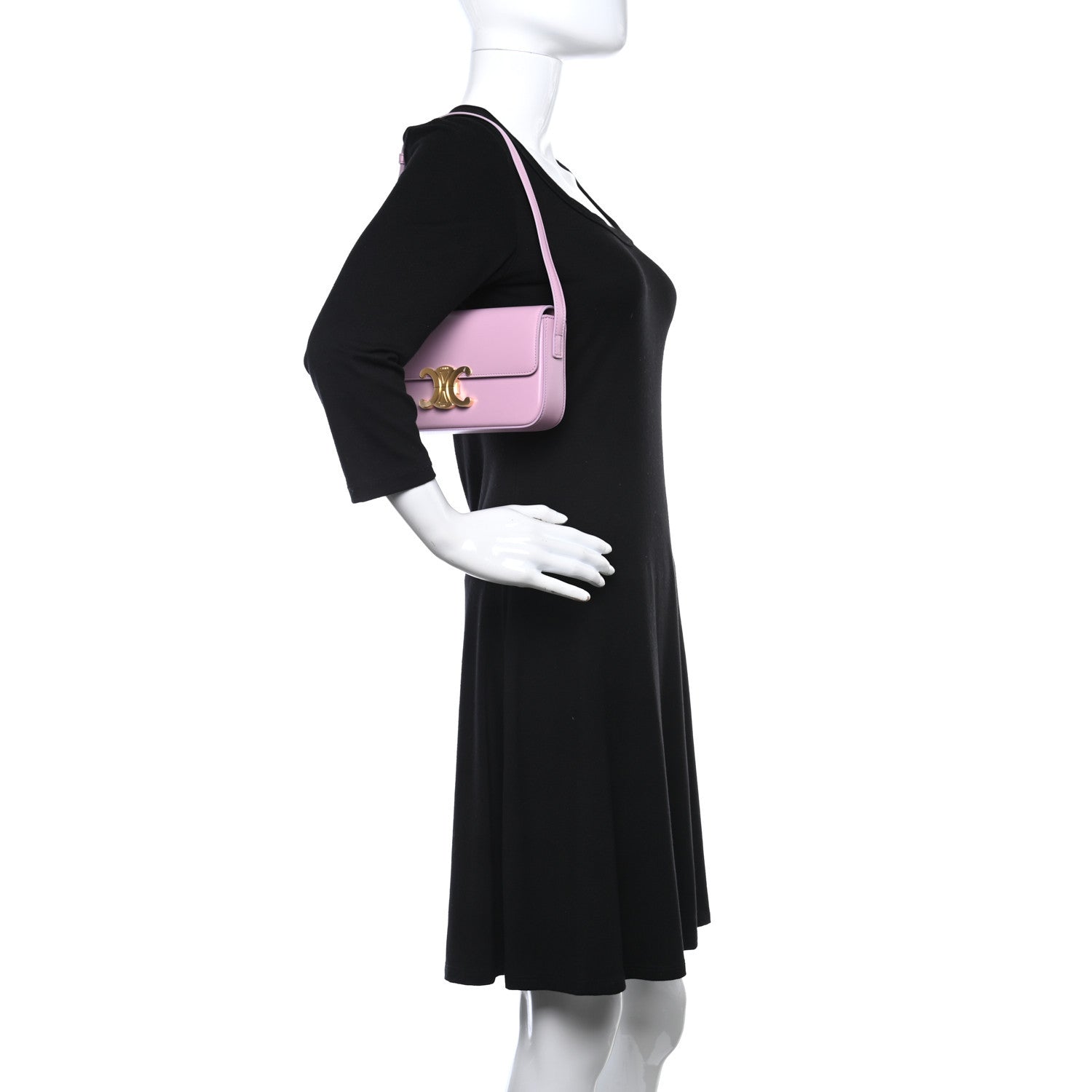 Celine Shiny Calfskin Triomphe Shoulder Bag Rose Quartz 2 of 11