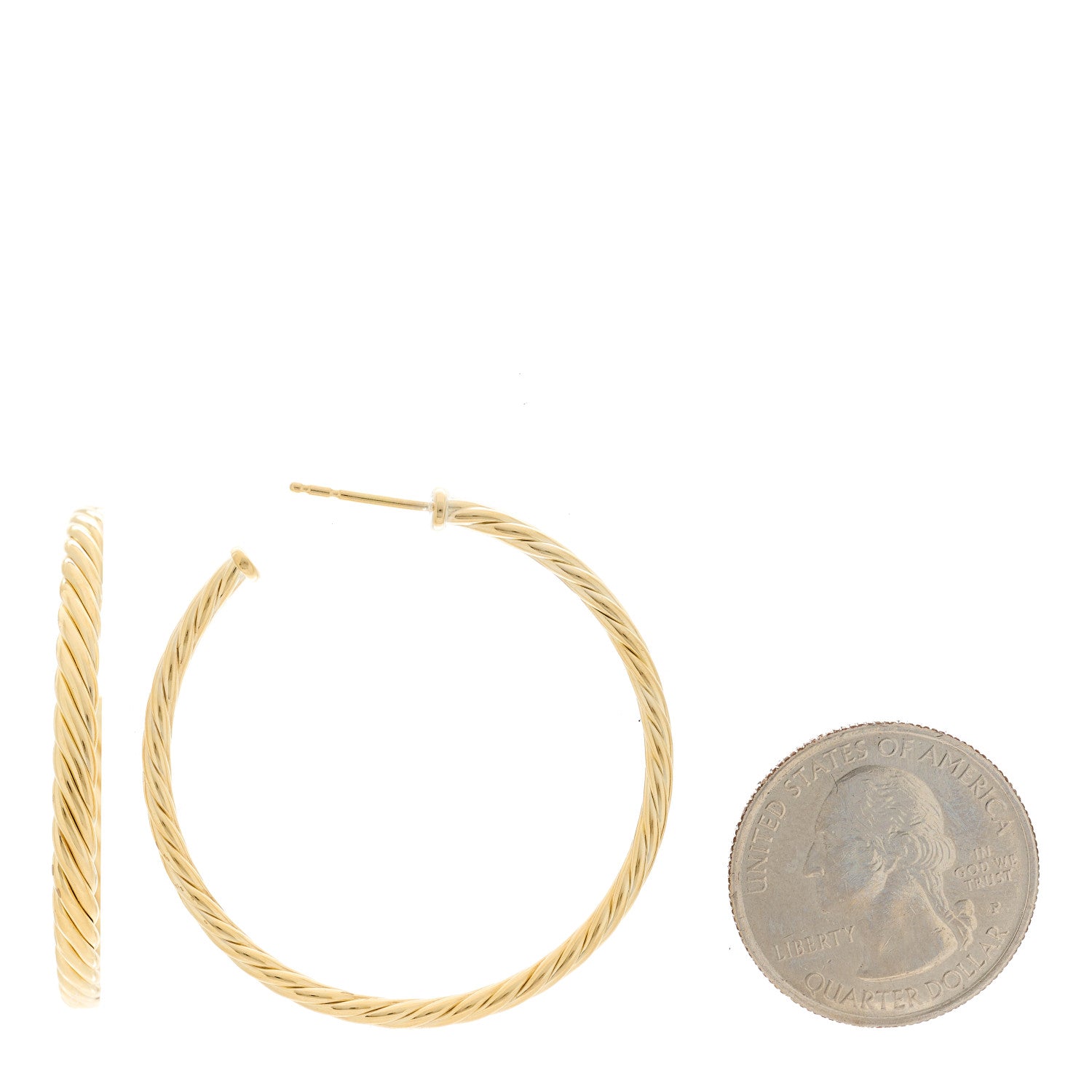 David Yurman 18K Yellow Gold Medium Cablespira Hoop Earrings 2 of 6