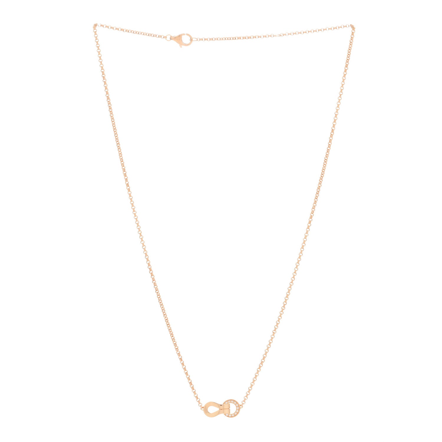 Cartier 18K Pink Gold Diamond Agrafe Paved Pendant Necklace 2 of 4