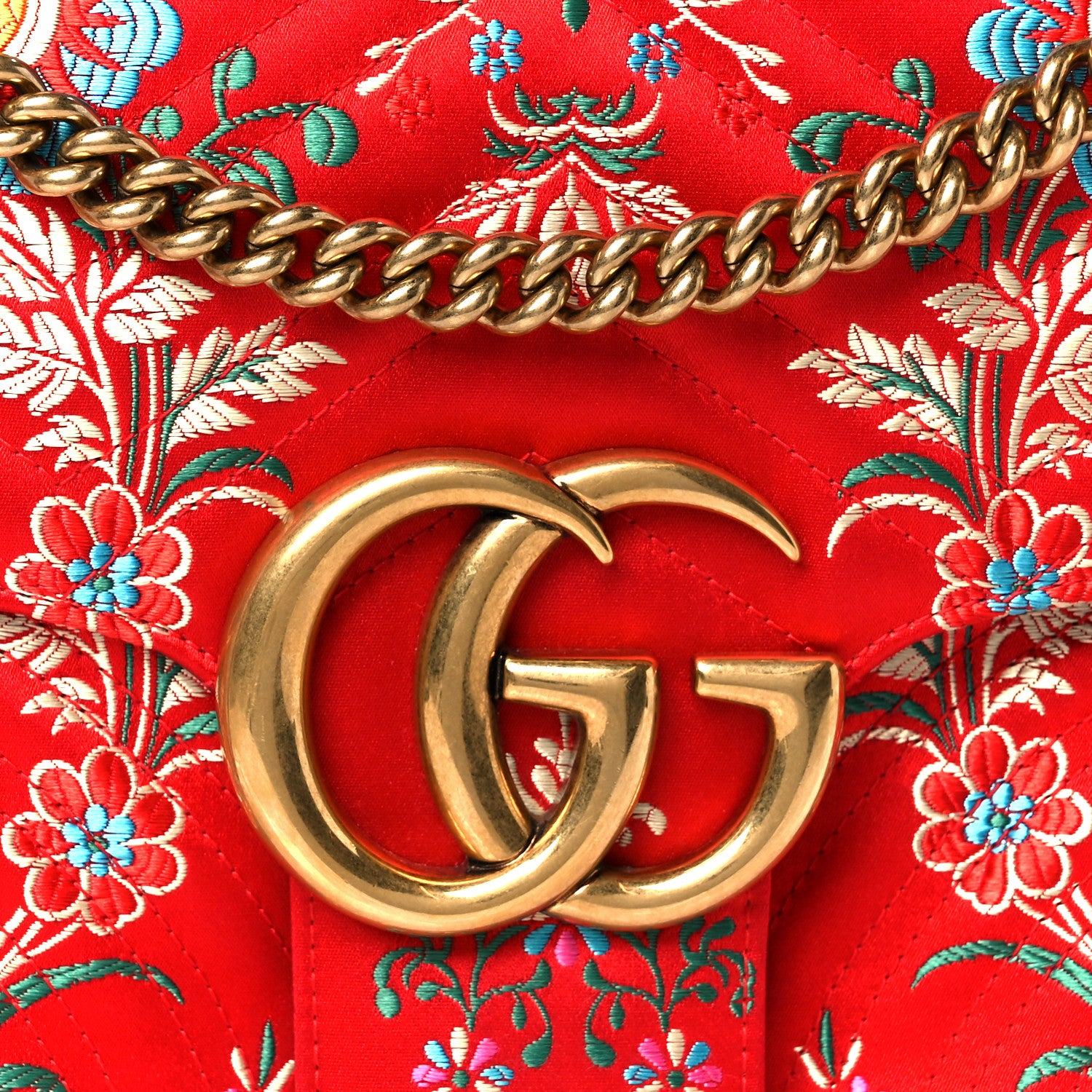 Gucci Jacquard Matelasse Floral Medium GG Marmont Shoulder Bag Red 9 of 12