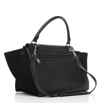 Celine Drummed Calfskin Suede Small Trapeze Black 3 of 8