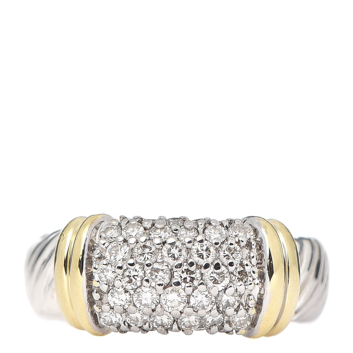 Sterling Silver 18K Yellow Gold Diamond 8mm Metro Cable Ring 53 6.5