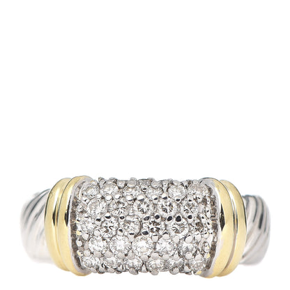 David Yurman Sterling Silver 18K Yellow Gold Diamond 8mm Metro Cable Ring 53 6.5 1 of 7
