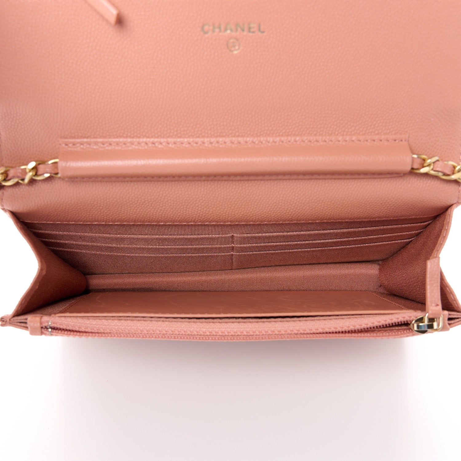 Chanel Calfskin Chevron Quilted Wallet On Chain WOC Dark Pink 5 of 12