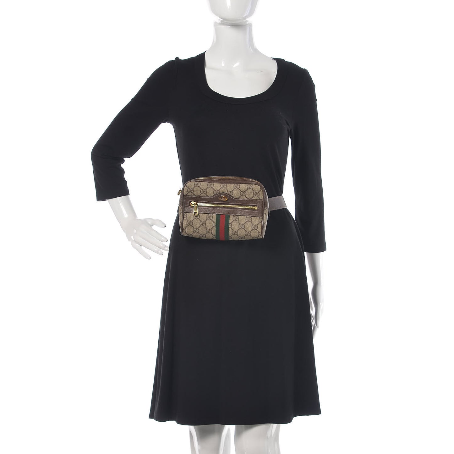 GG Supreme Monogram Web Small Ophidia Belt Bag 85 34 Dark Brown