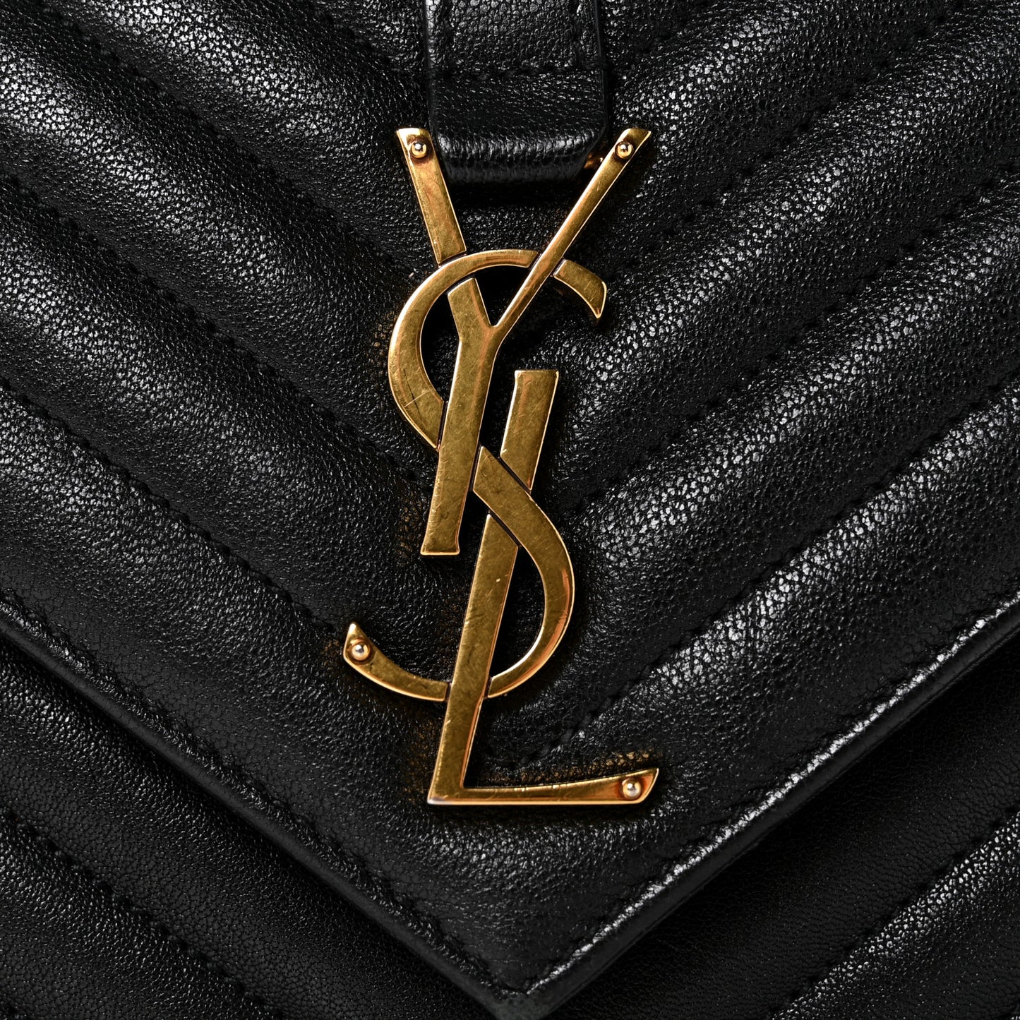 Sheepskin Matelasse Chevron Monogram Medium College Bag Black