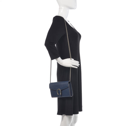 Gucci Dollar Calfskin Crystal Mini Dionysus Chain Wallet Blue Agata Black Diamond 2 of 10