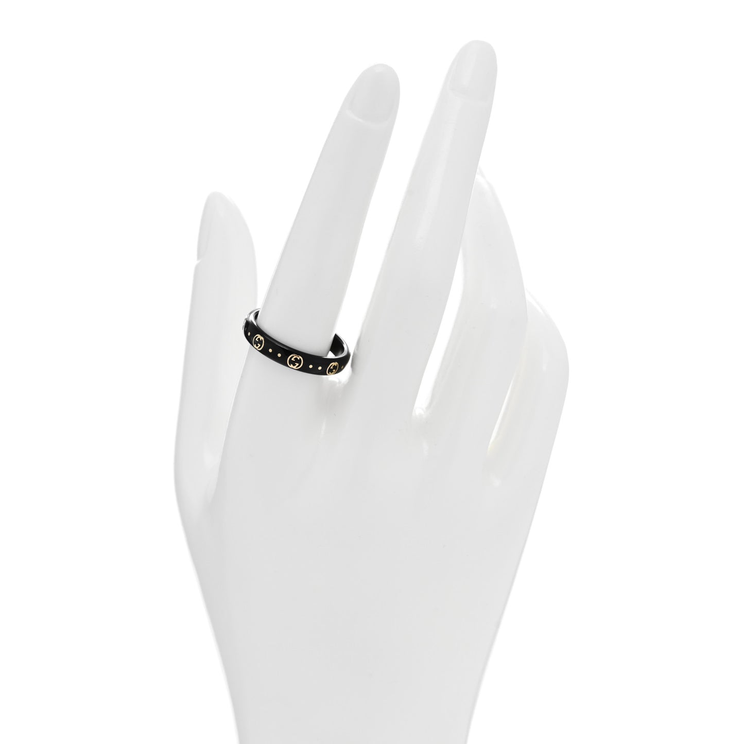 18K Yellow Gold Synthetic Corundum Icon Ring Black 61 9.5