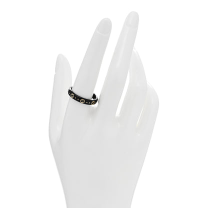 Gucci 18K Yellow Gold Synthetic Corundum Icon Ring Black 61 9.5 2 of 5