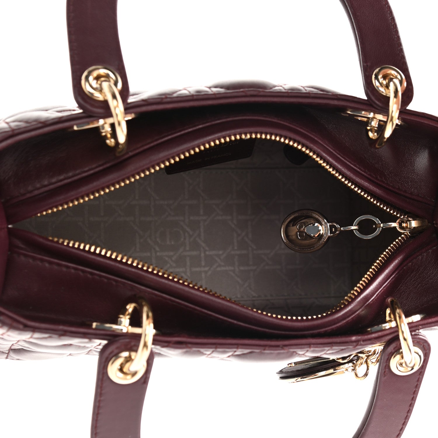 Christian Dior Lambskin Cannage Medium Lady Dior Burgundy 5 of 8