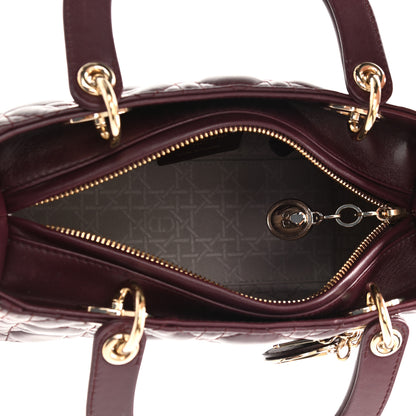 Christian Dior Lambskin Cannage Medium Lady Dior Burgundy 5 of 8