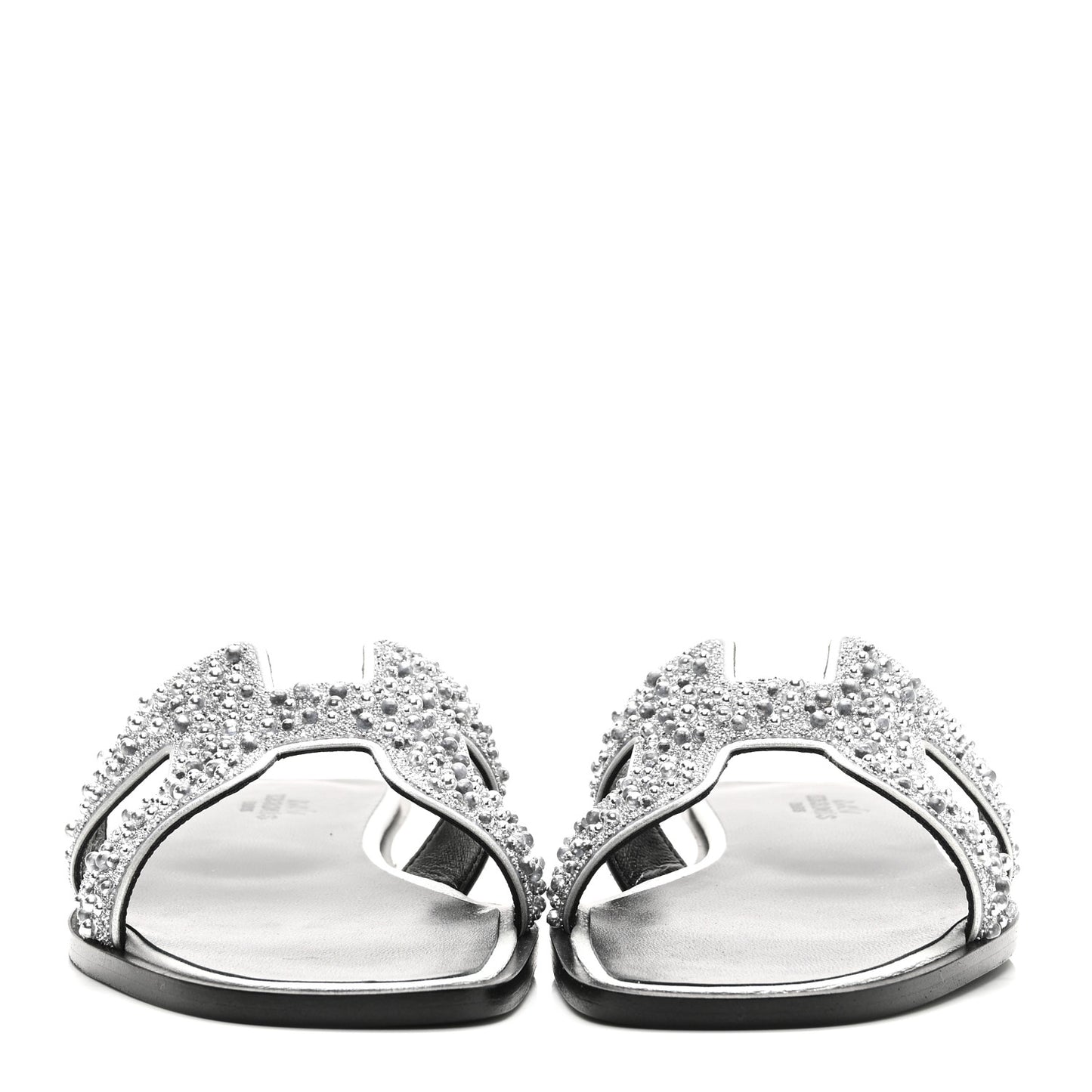 Velvet Goatskin Crystal Beads Oran Sandals 37 Gris Argente
