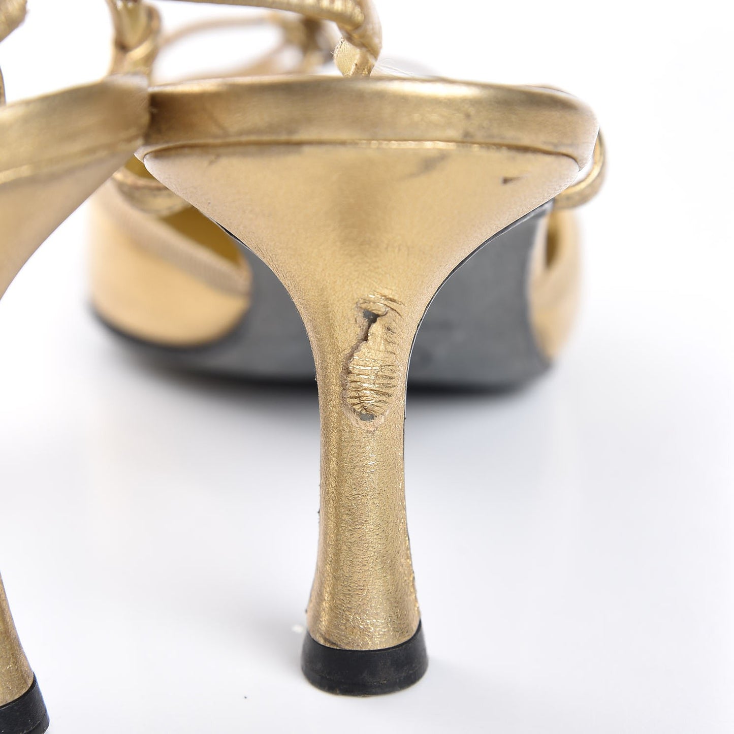 Metallic Lambskin Satin Slingback Pumps 38 Gold