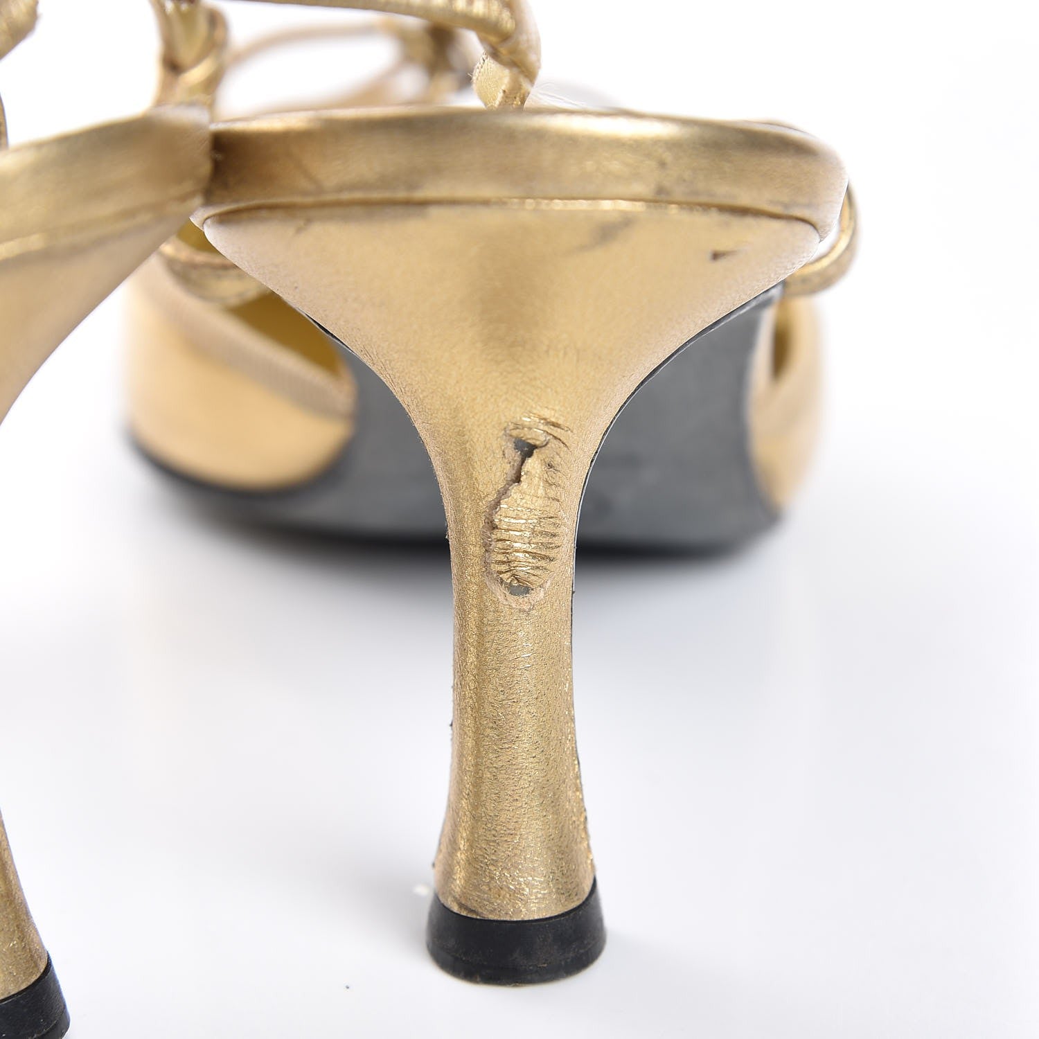 Chanel Metallic Lambskin Satin Slingback Pumps 38 Gold 15 of 17