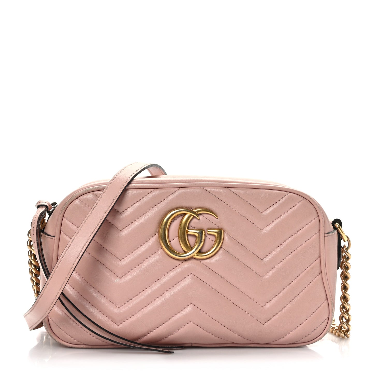 Calfskin Matelasse Small GG Marmont Chain Shoulder Bag Perfect Pink