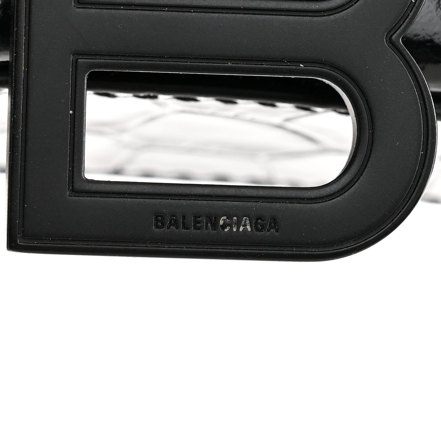 Shiny Calfskin Monochrome Crocodile Embossed Hourglass Chain Bag Black