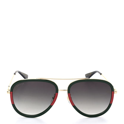 Gucci Metal Web Aviator Sunglasses GG0062S Green Red 2 of 8