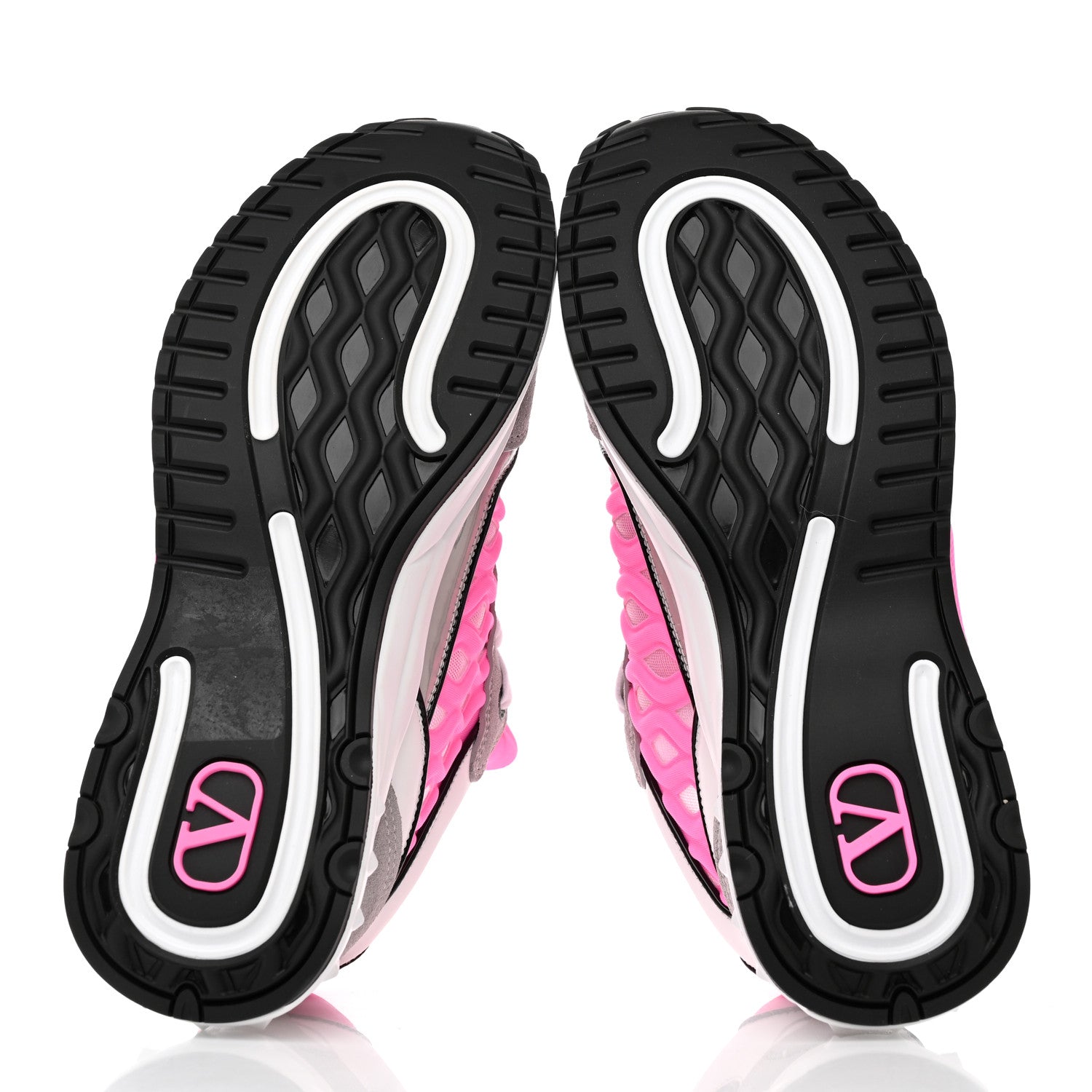 Valentino Garavani Suede Neoprene Mesh Womens Ready Go Runner Sneakers 36.5 Electric Pink Grey 5 of 9