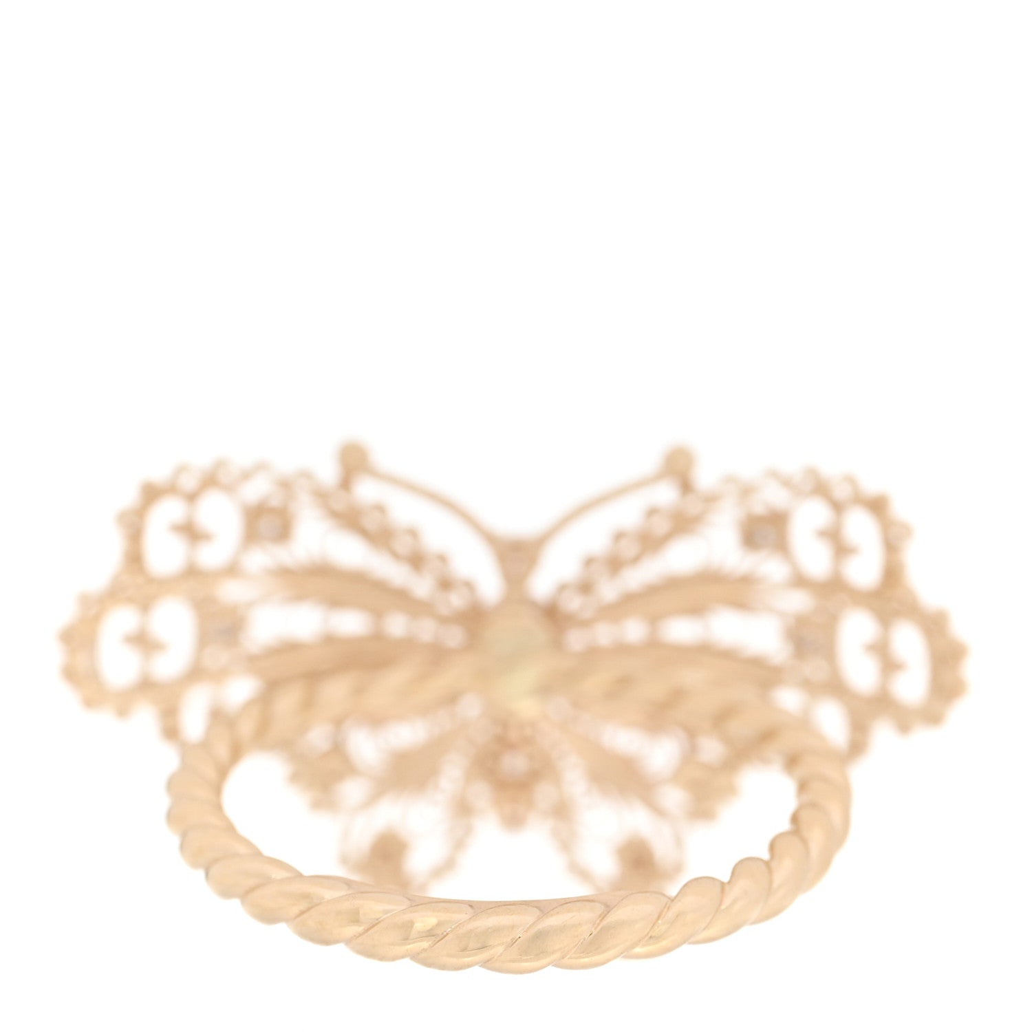 Gucci 18K Yellow Gold Diamond Butterfly Ring 53 6.25 3 of 4