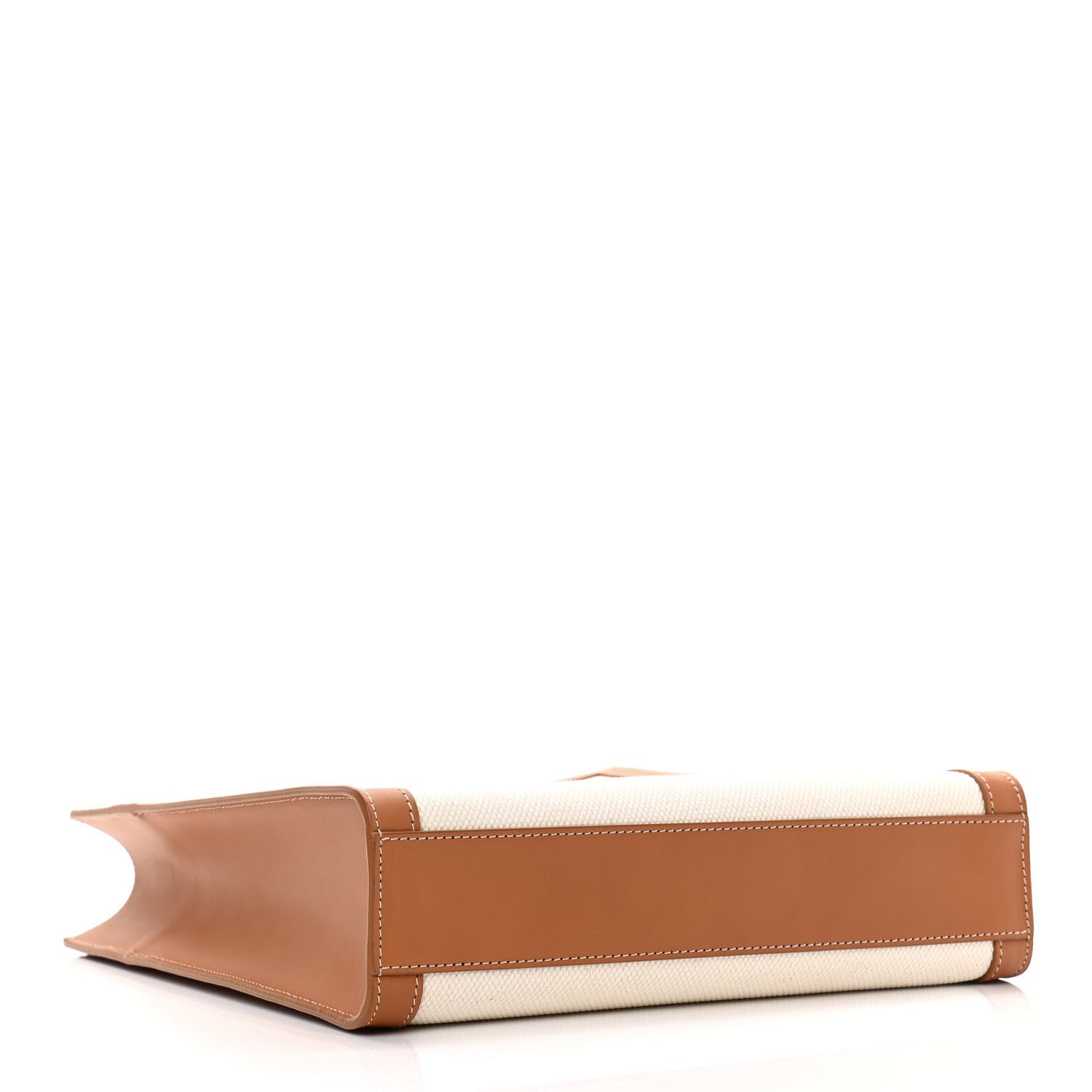 Celine Canvas Calfskin Logo Print Small Vertical Cabas Natural Tan 4 of 10