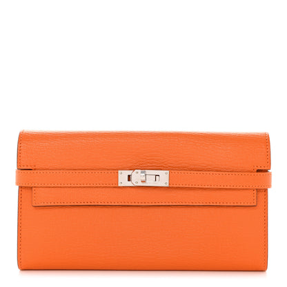 Hermes Chevre Mysore Kelly Longue Wallet Orange 1 of 11