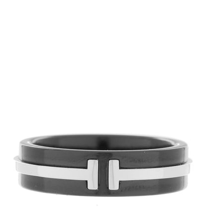 Tiffany Sterling Silver Titanium Tiffany T Wide Band Ring 54 7 1 of 5
