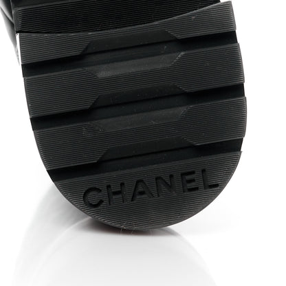 Chanel Shiny Calfskin Quilted Lace Up Combat Boots 39.5 Black 6 of 10