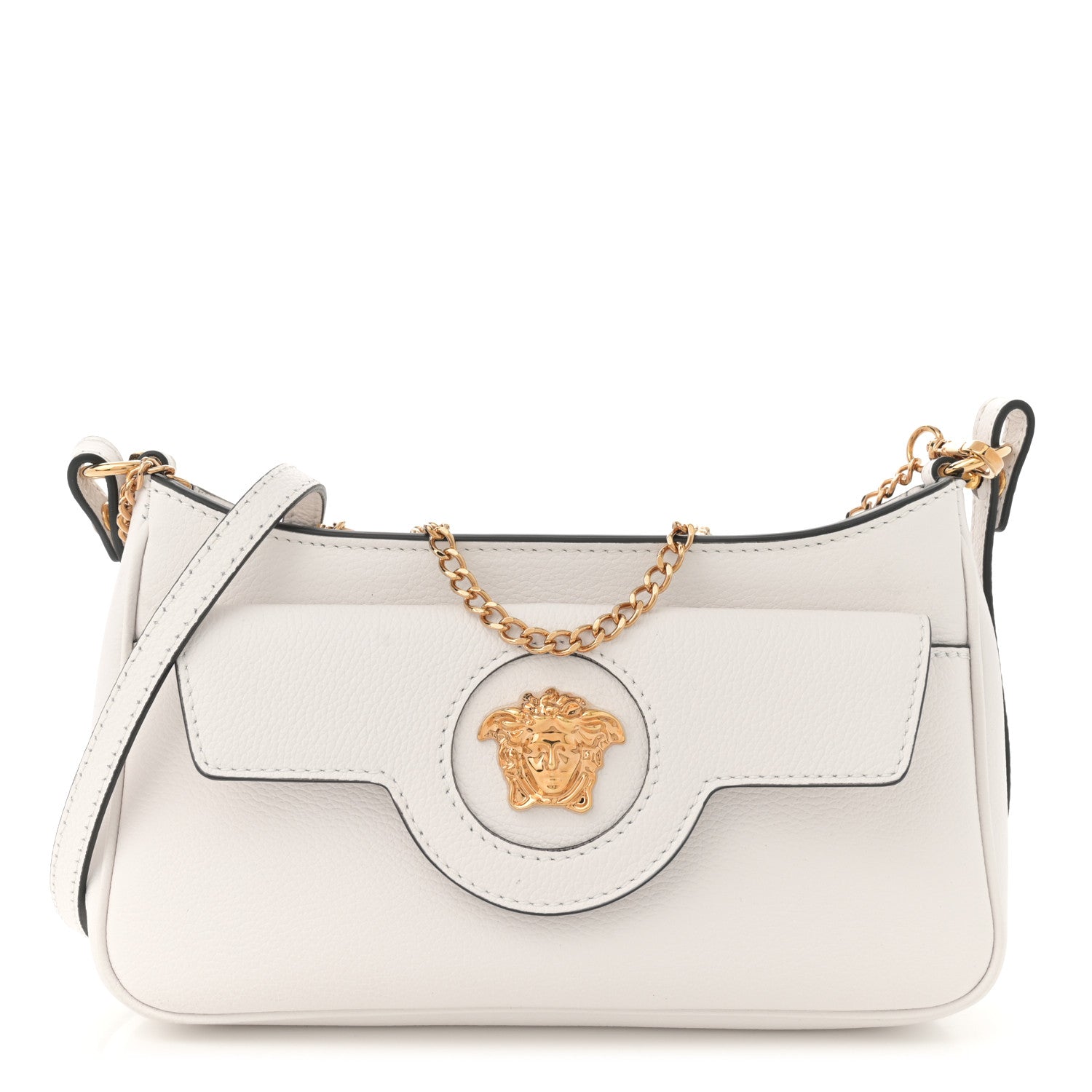 Versace Grained Calfskin La Medusa Mini Crossbody Bag White 1 of 10