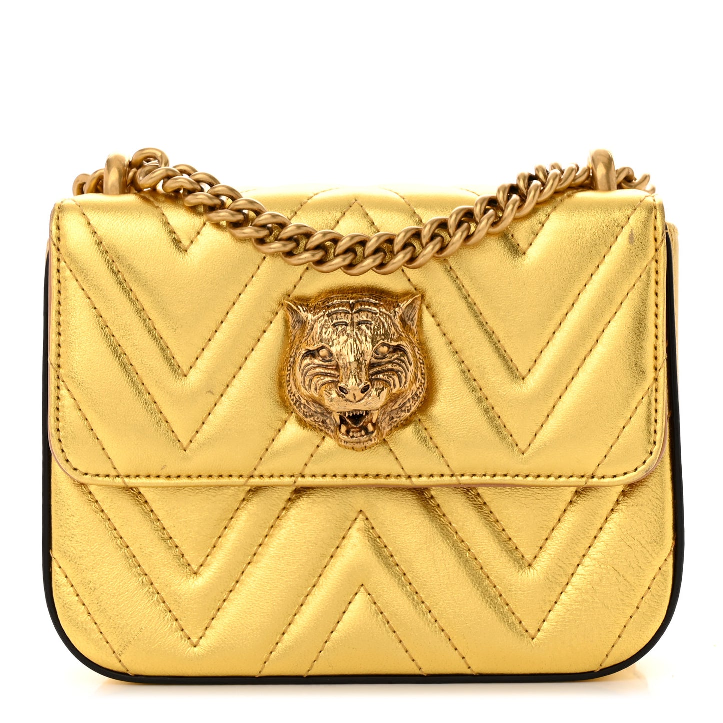 Metallic Nappa Matelasse Broadway Shoulder Bag Gold