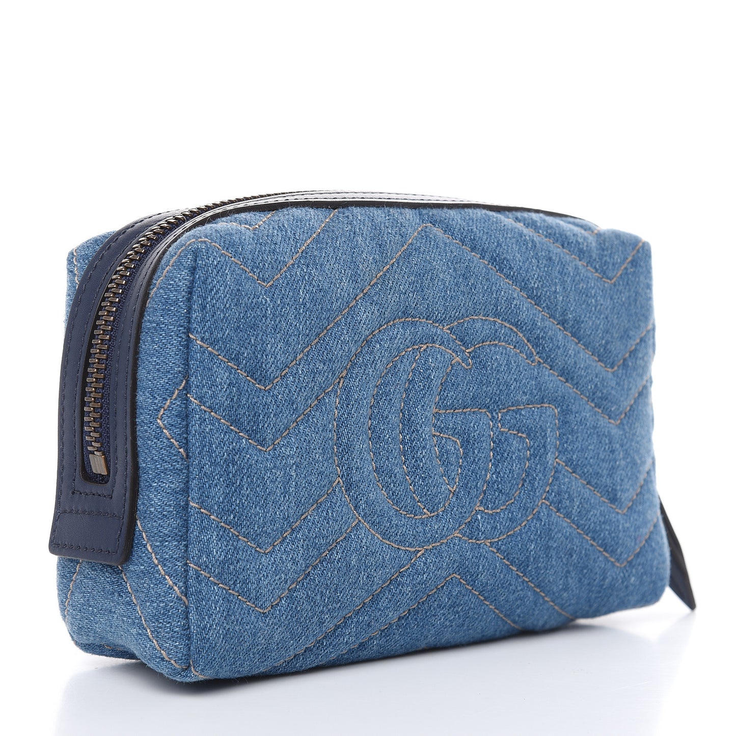Denim Matelasse Flower Japan Limited GG Marmont Cosmetic Case Blue