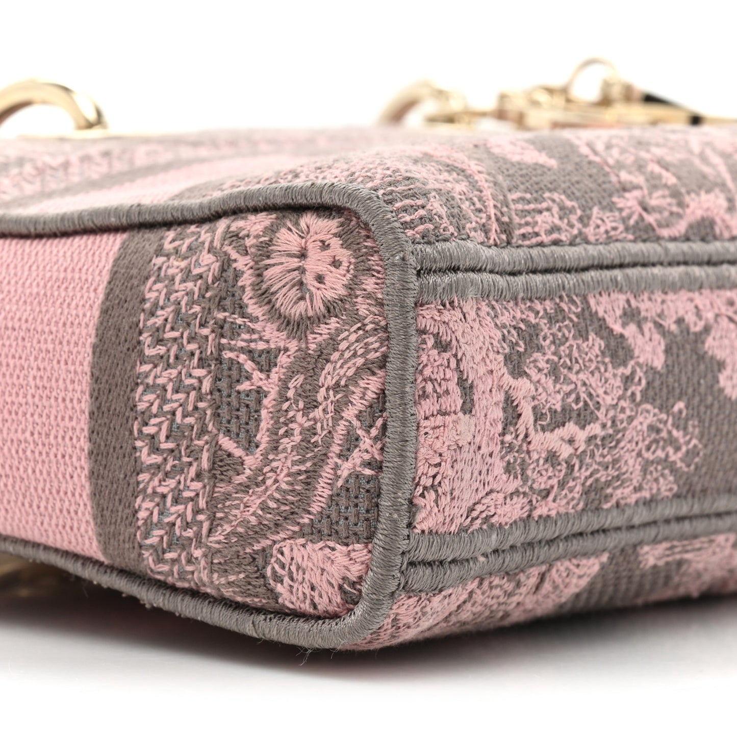 Canvas Toile De Jouy Embroidered Medium Lady D-Joy Gray Pink